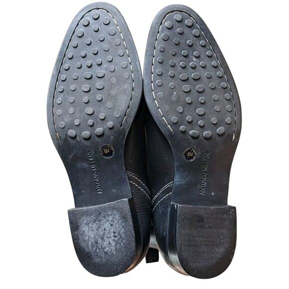 Antonio Melani Chelsea Boots Womens 6 Black Pebbled Italian Leather Ankle Bootie - Picture 6 of 14